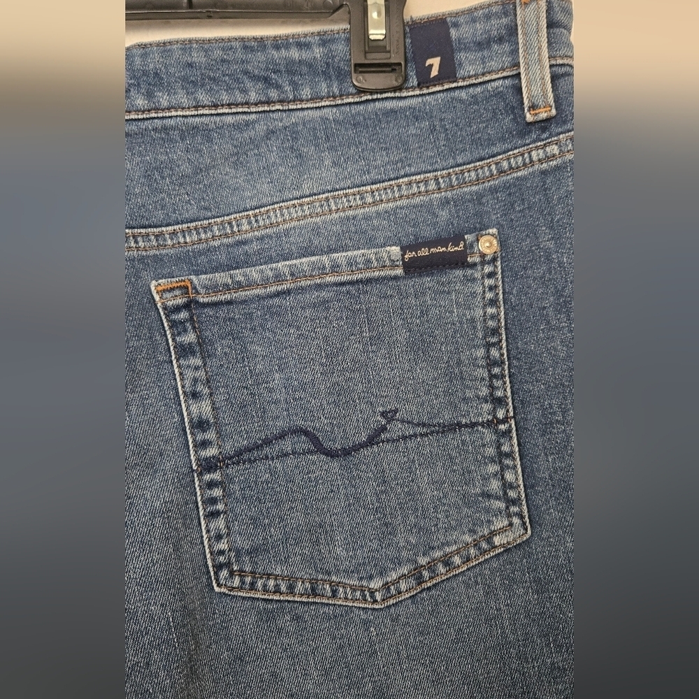7for‎ All Man Kind Dark Blue Denim Shorts - Picture 5 of 6